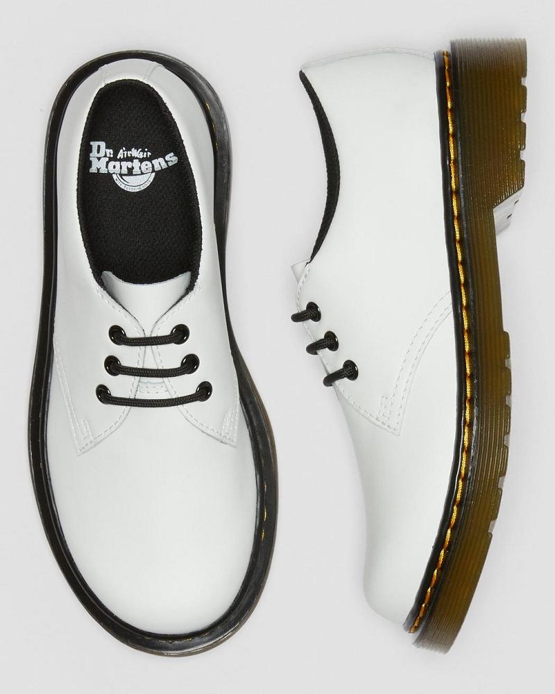 Dr Martens Junior 1461 Læder Blonder Up Sko Børn Hvide | DK 725HAP